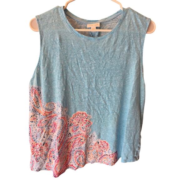 J. Jill Tops - J.Jill Love Linen Tank Top XL Womens Beachy Coastal Blue Sleeveless Pullover